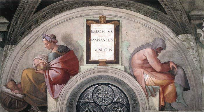 Michelangelo Buonarroti Hezekiah - Manasseh oil painting image